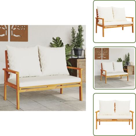 Banco de exterior - vidaXL Banco sofá de jardín con cojines madera maciza de acacia 120 cm - Banco de patio