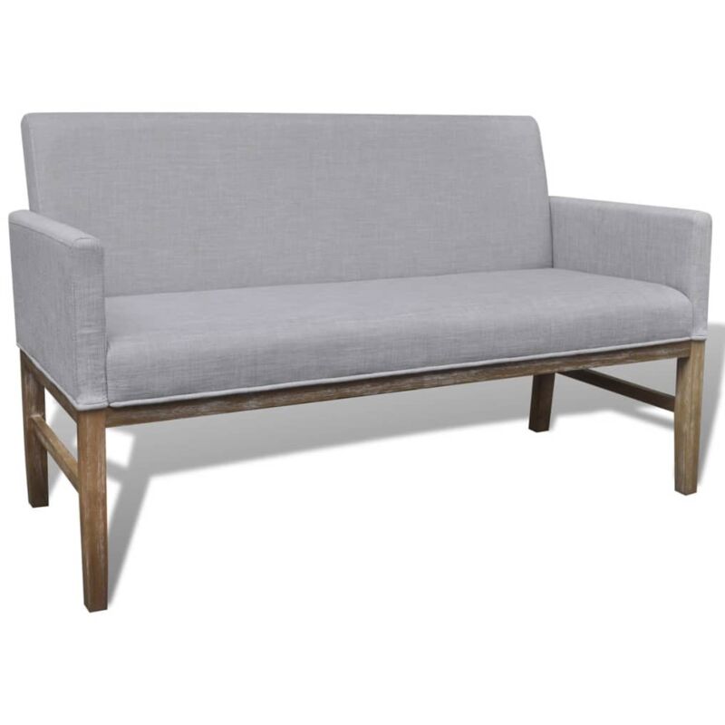

vidaXL Madera de Caucho Sofá con Cojín Acolchado de Tela Gris Claro - Gris