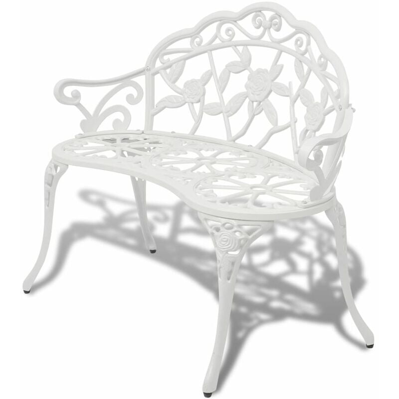 

Banco de jardín 100 cm aluminio fundido blanco