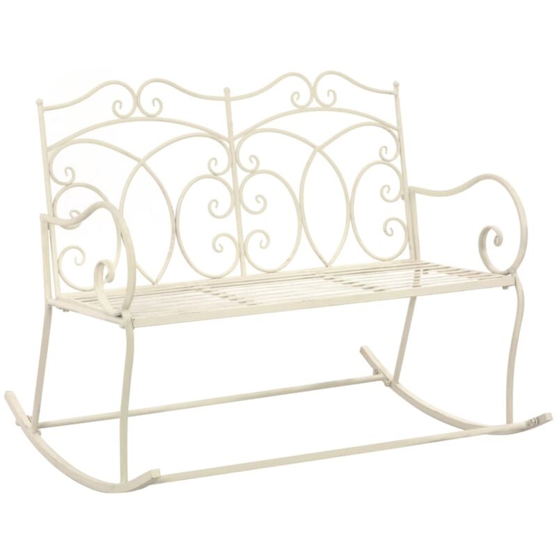 

vidaXL Banco de jardín 104 cm hierro color blanco antiguo - Blanco