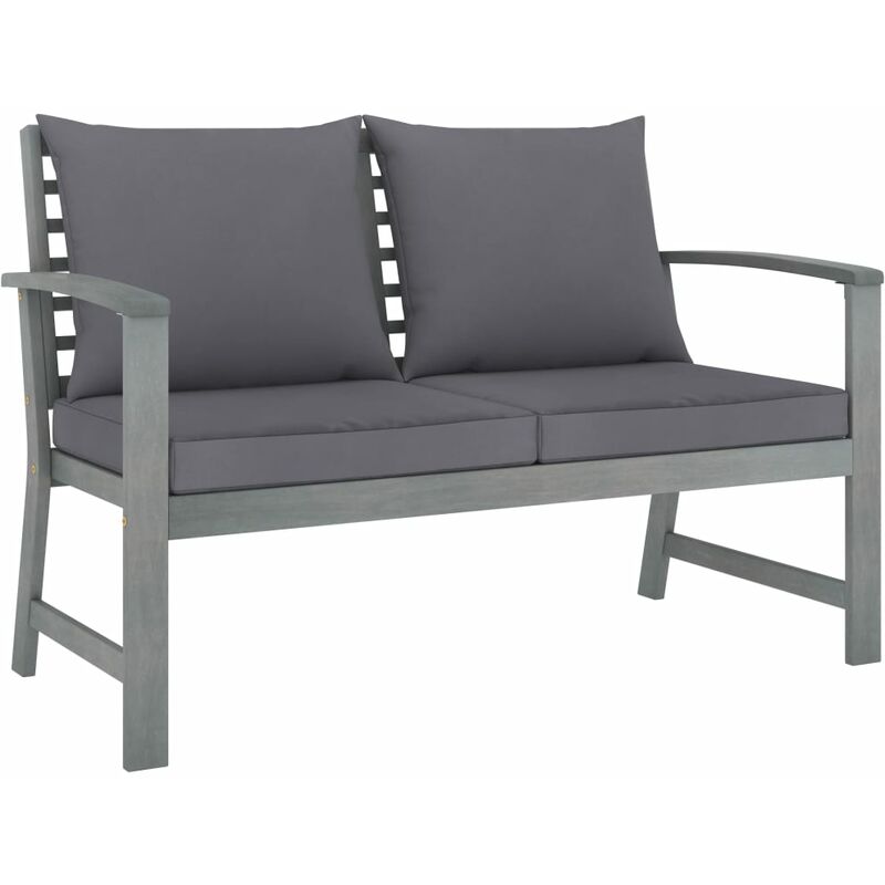 

Banco de jardín 120 cm cojines gris oscuro madera acacia maciza