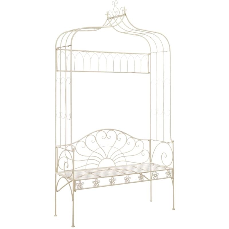 

vidaXL Banco de jardín 122 cm hierro color blanco antiguo - Blanco
