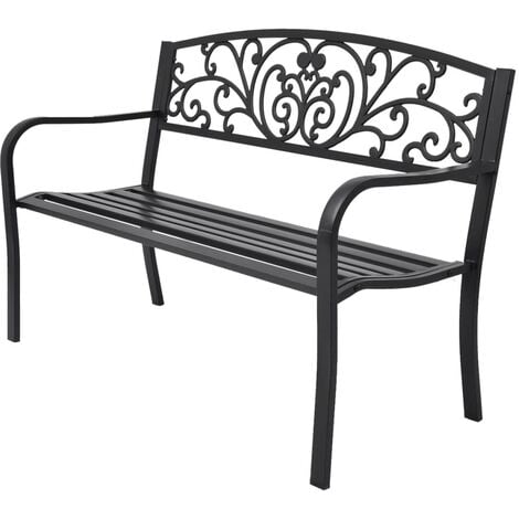 Banco de jardín 127 cm hierro fundido negro
