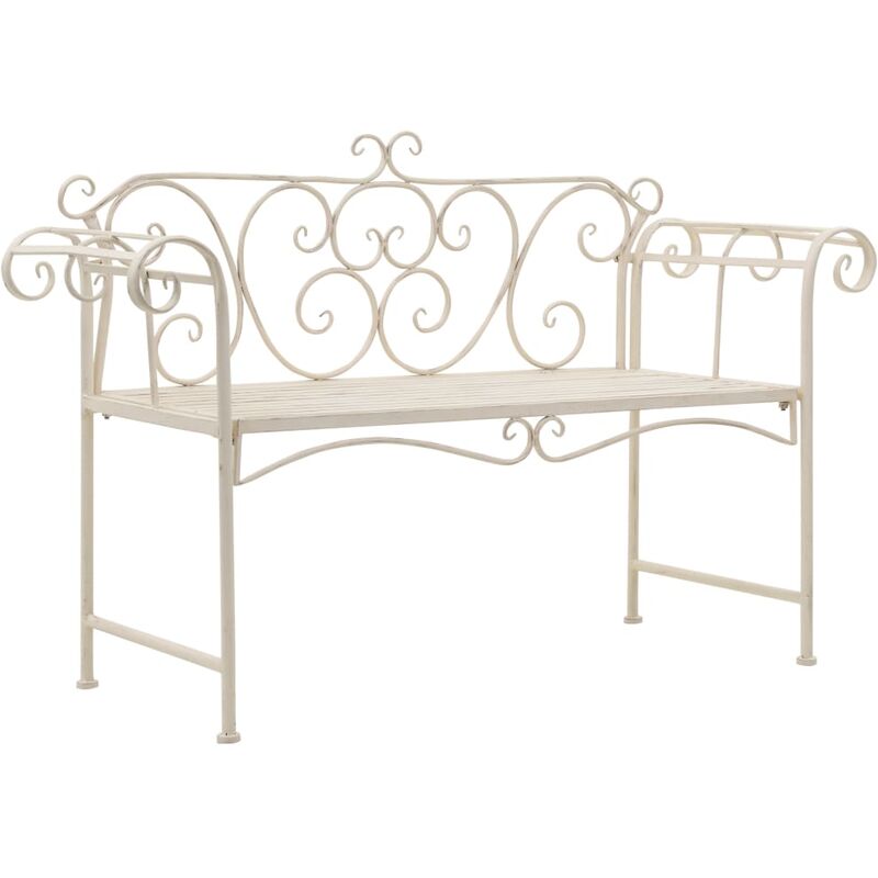 

Banco de jardín 132 cm metal antiguo blanco