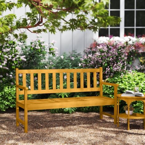 Banco de Jardín 2-3 Plazas con Mesa Central Plegable, Respaldo y Reposabrazos, Madera de Acacia, Teca, 149 x 56.5 x 89 cm