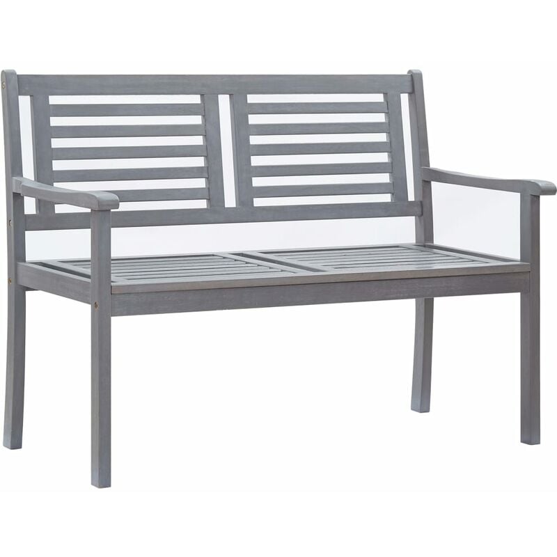

vidaXL Banco de jardín 2 plazas madera maciza de eucalipto gris 120 cm - Gris