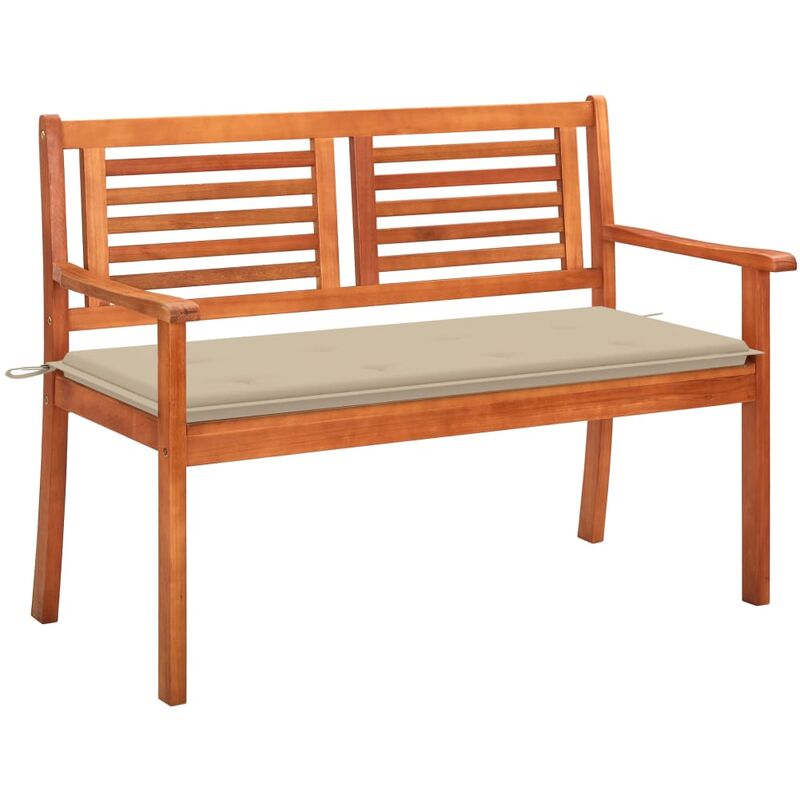 

Banco de jardín 2 plazas madera maciza eucalipto y cojín 120 cm