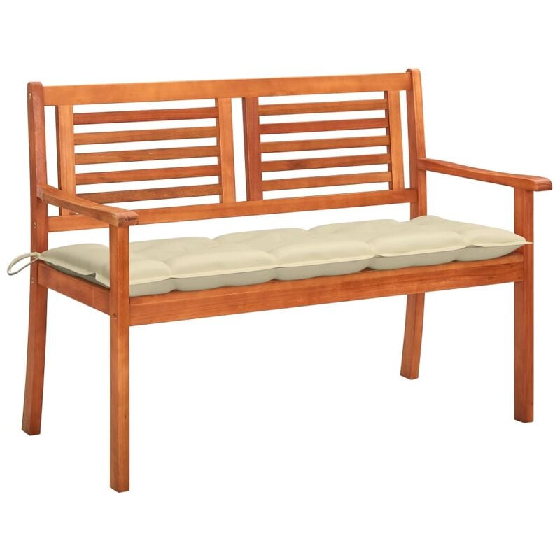 

Banco de jardín 2 plazas madera maciza eucalipto y cojín 120 cm