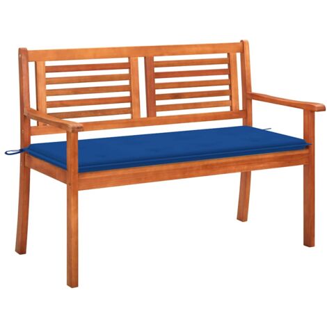 Banco de jardín 2 plazas madera maciza eucalipto y cojín 120 cm vidaXL