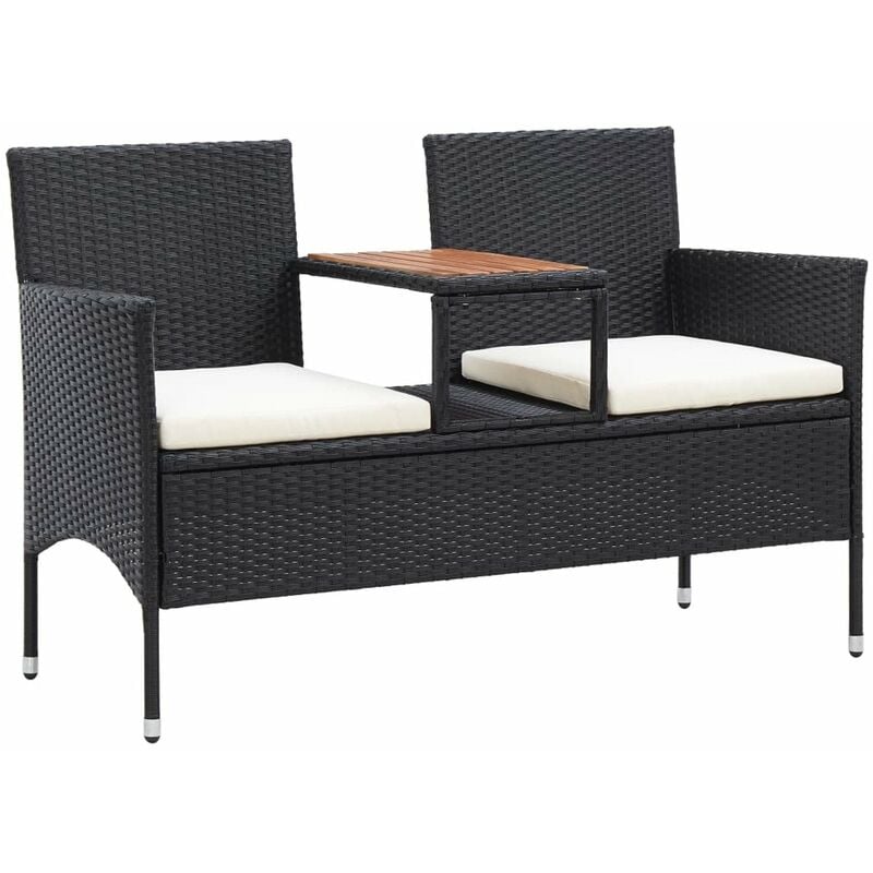 

Banco de jardin 2 plazas y mesita ratan sintetico negro 143 cm