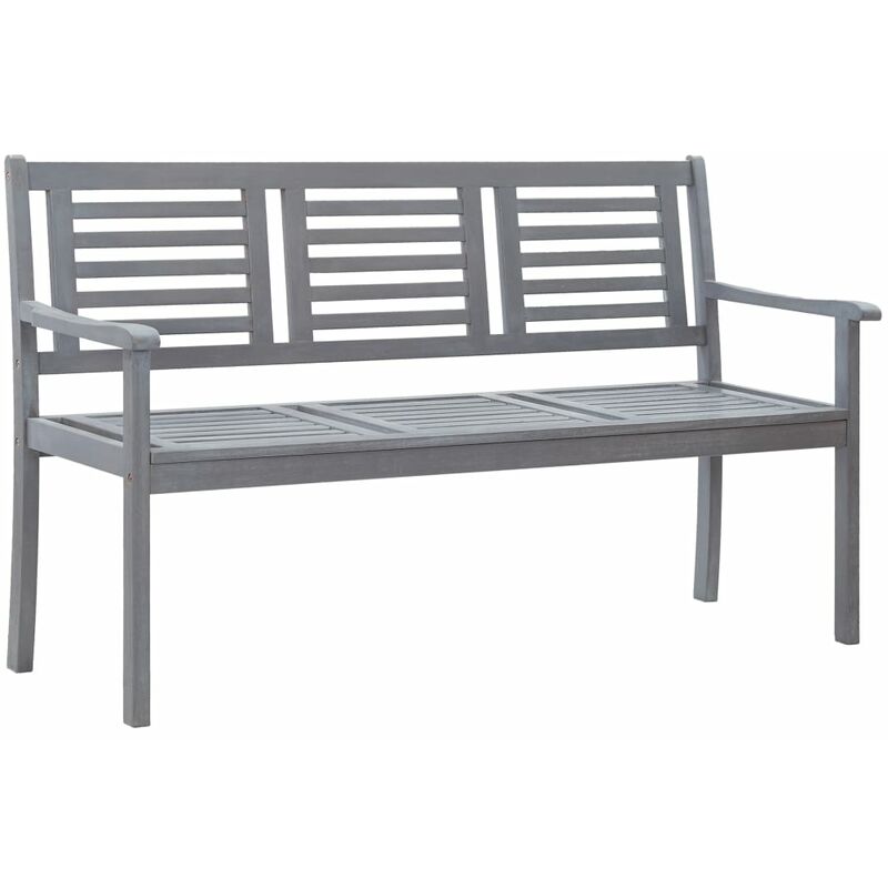 

Banco de jardín 3 plazas madera maciza de eucalipto gris 150 cm
