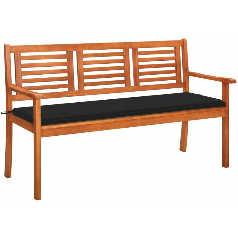 

Banco de jardin 3 plazas madera maciza eucalipto y cojin 150 cm