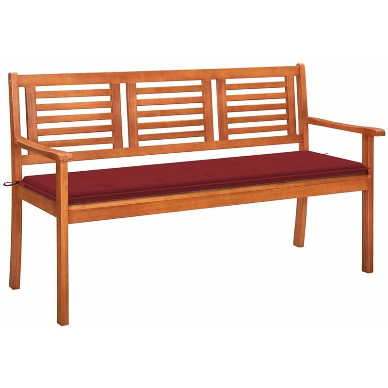 

Banco de jardin 3 plazas madera maciza eucalipto y cojin 150 cm