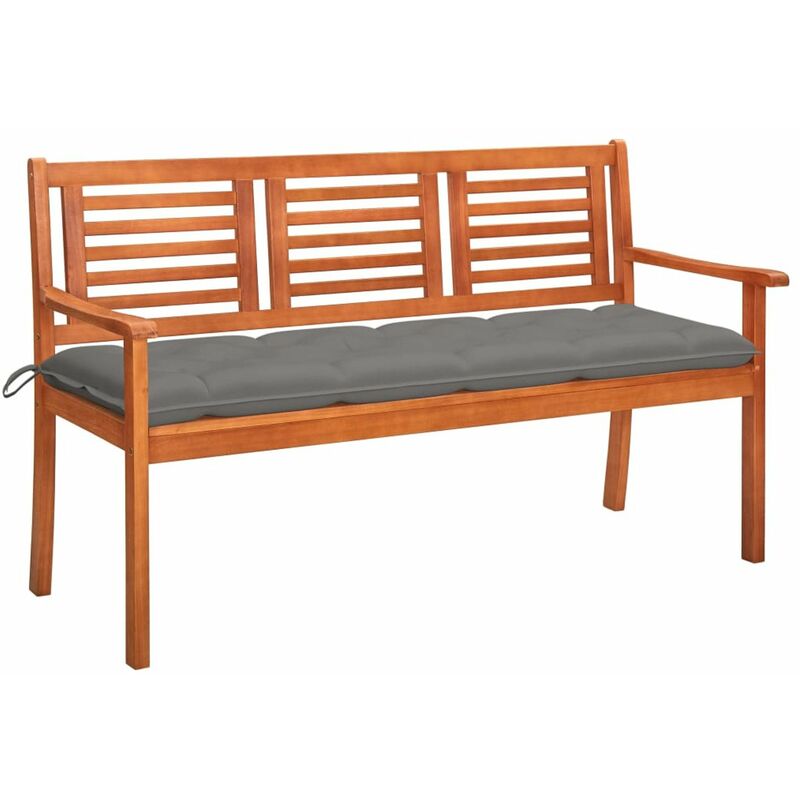 

Banco de jardin 3 plazas madera maciza eucalipto y cojin 150 cm