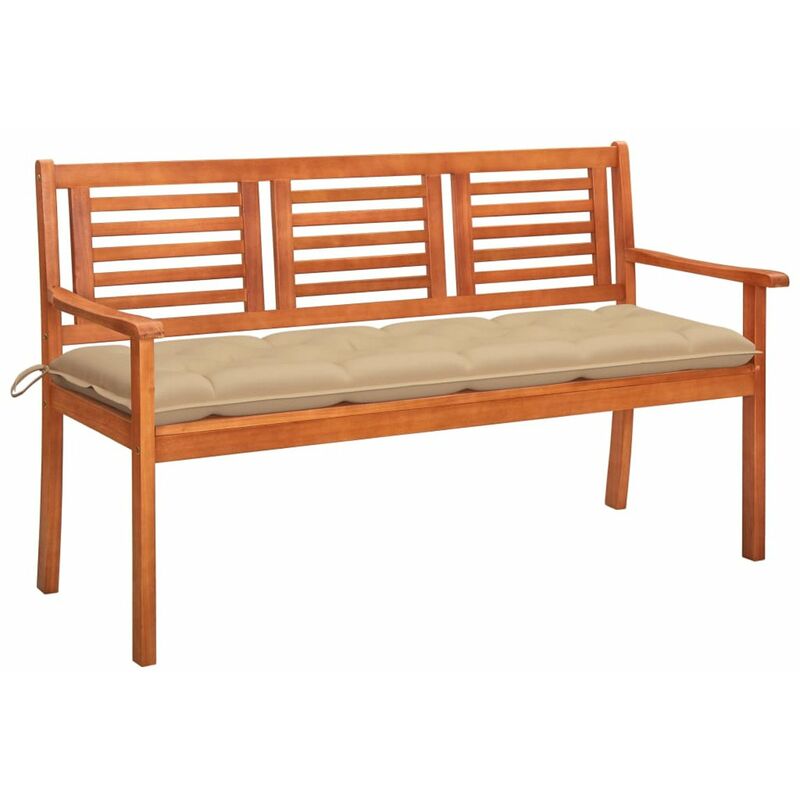 

Banco de jardin 3 plazas madera maciza eucalipto y cojin 150 cm