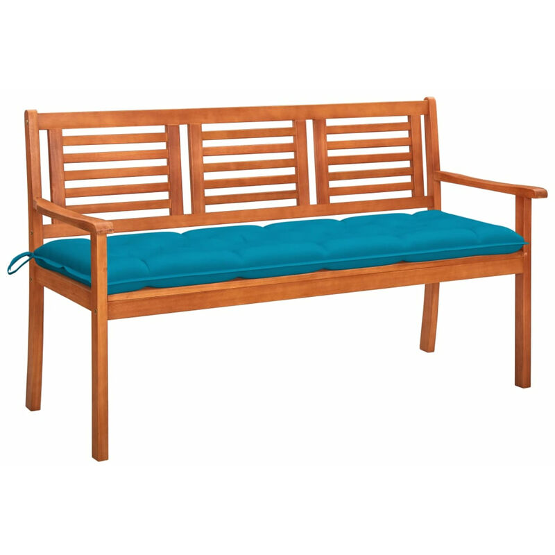 

Banco de jardin 3 plazas madera maciza eucalipto y cojin 150 cm
