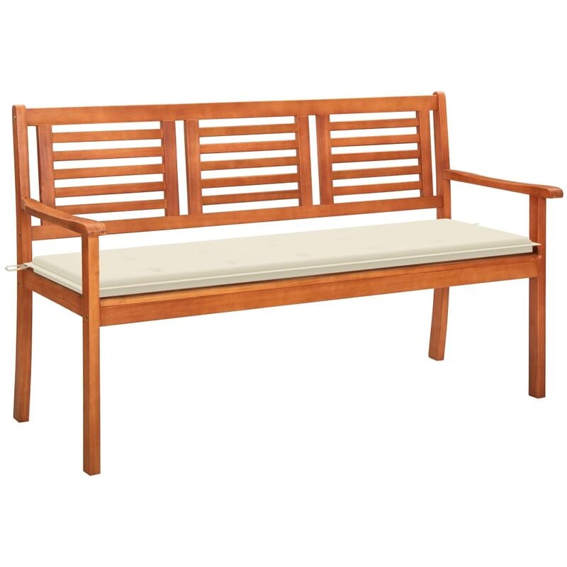 

Banco de jardín 3 plazas madera maciza eucalipto y cojín 150 cm