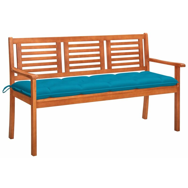 

Banco de jardín 3 plazas madera maciza eucalipto y cojín 150 cm