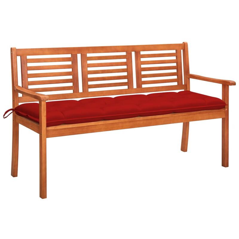 

Banco de jardín 3 plazas madera maciza eucalipto y cojín 150 cm