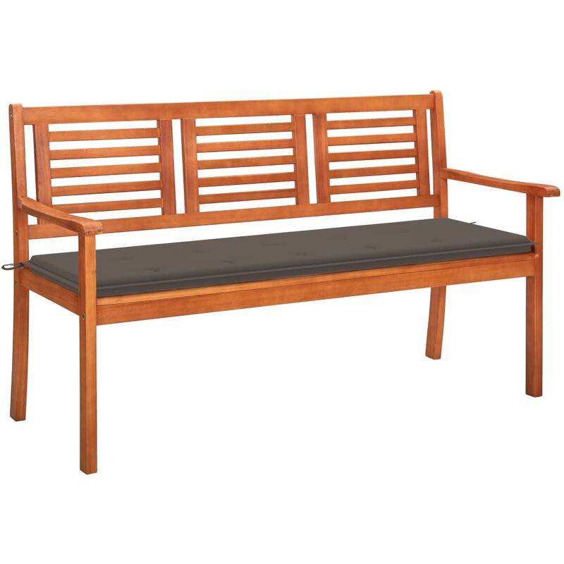 

Banco de jardín 3 plazas madera maciza eucalipto y cojín 150 cm