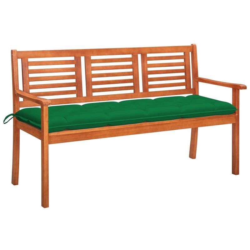 

Banco de jardín 3 plazas madera maciza eucalipto y cojín 150 cm