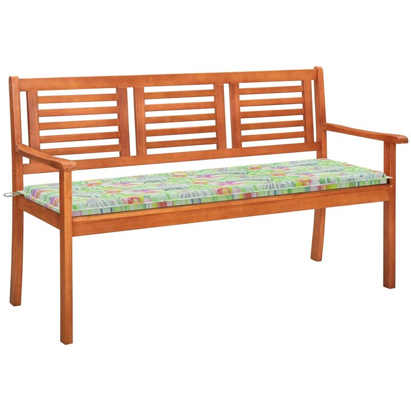 

Banco de jardín 3 plazas madera maciza eucalipto y cojín 150 cm