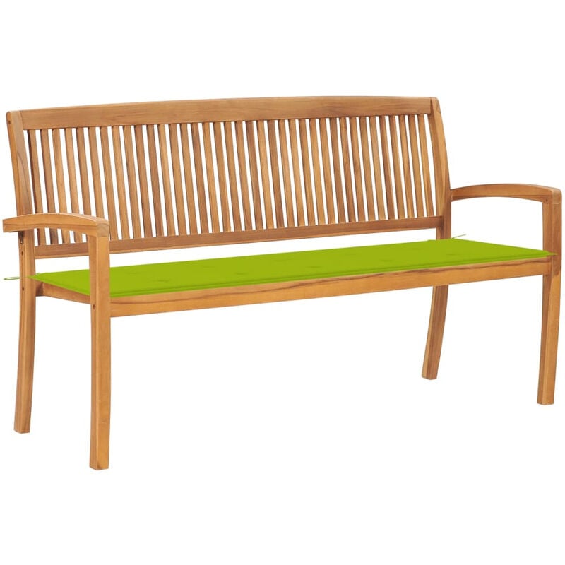 

Banco de jardin apilable con cojin madera maciza de teca 159 cm