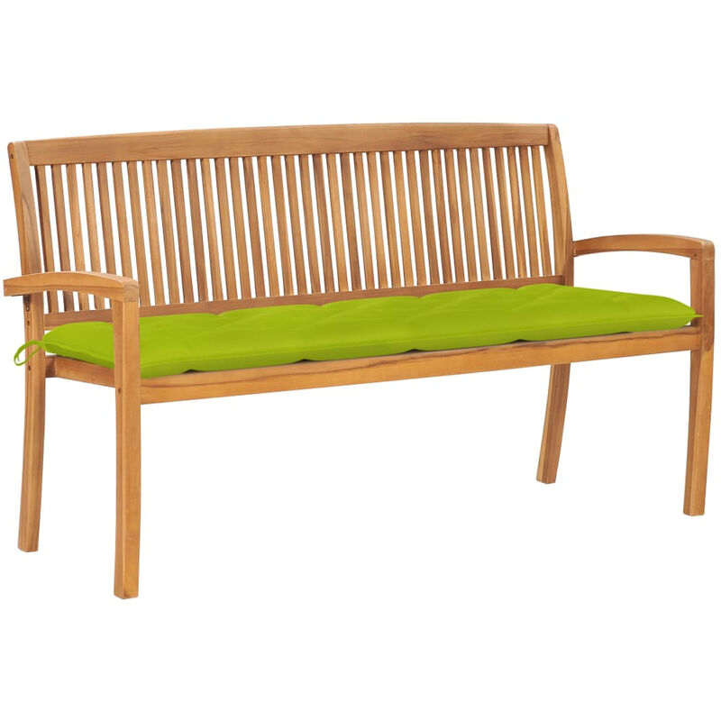 

Banco de jardin apilable con cojin madera maciza de teca 159 cm