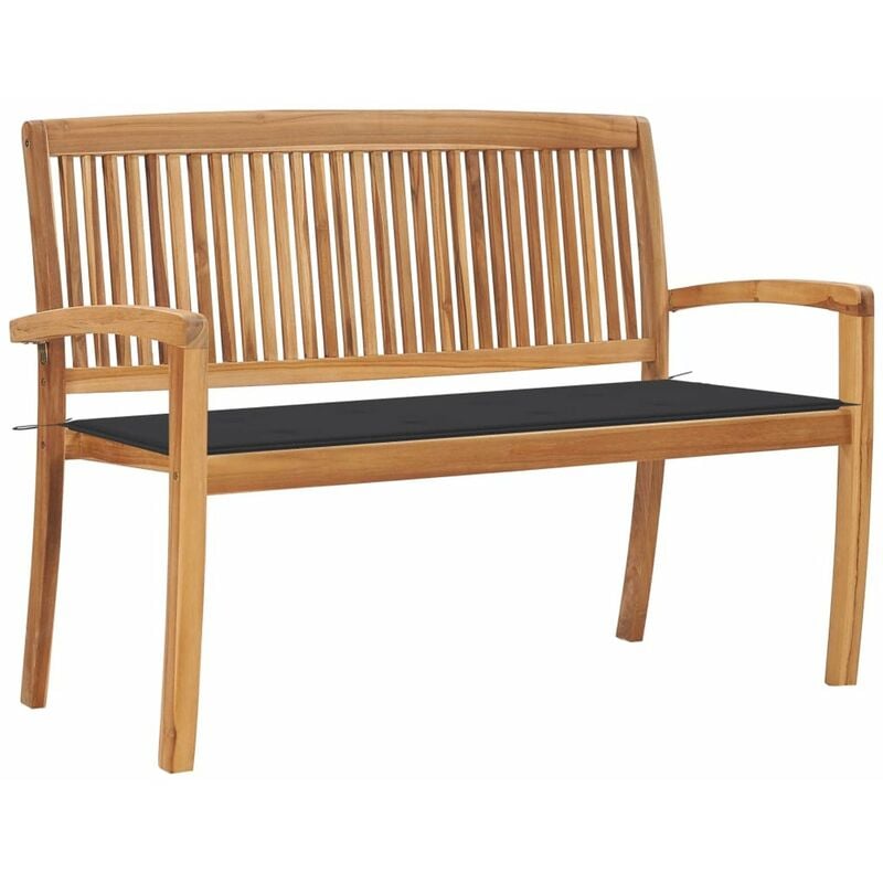 

Banco de jardin apilable con cojin madera maciza teca 128,5 cm