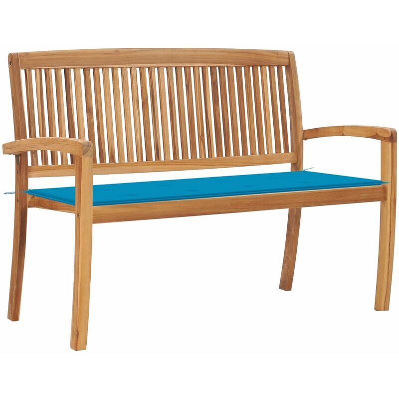 

Banco de jardín apilable con cojín madera maciza teca 128,5 cm