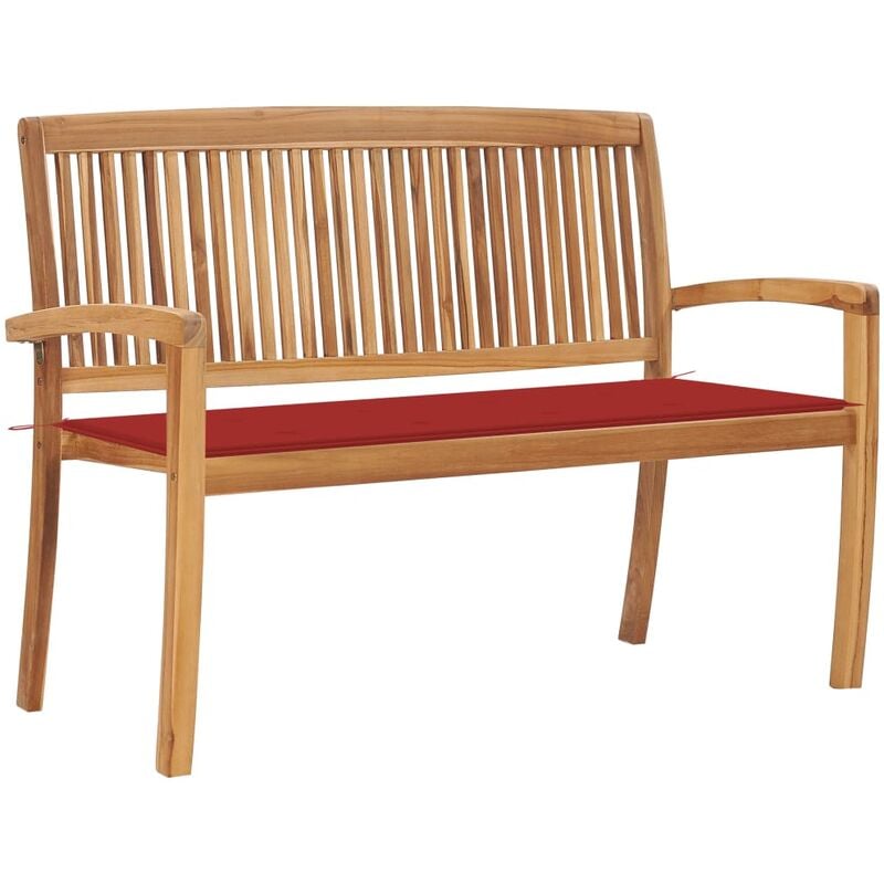 

Banco de jardín apilable con cojín madera maciza teca 128,5 cm