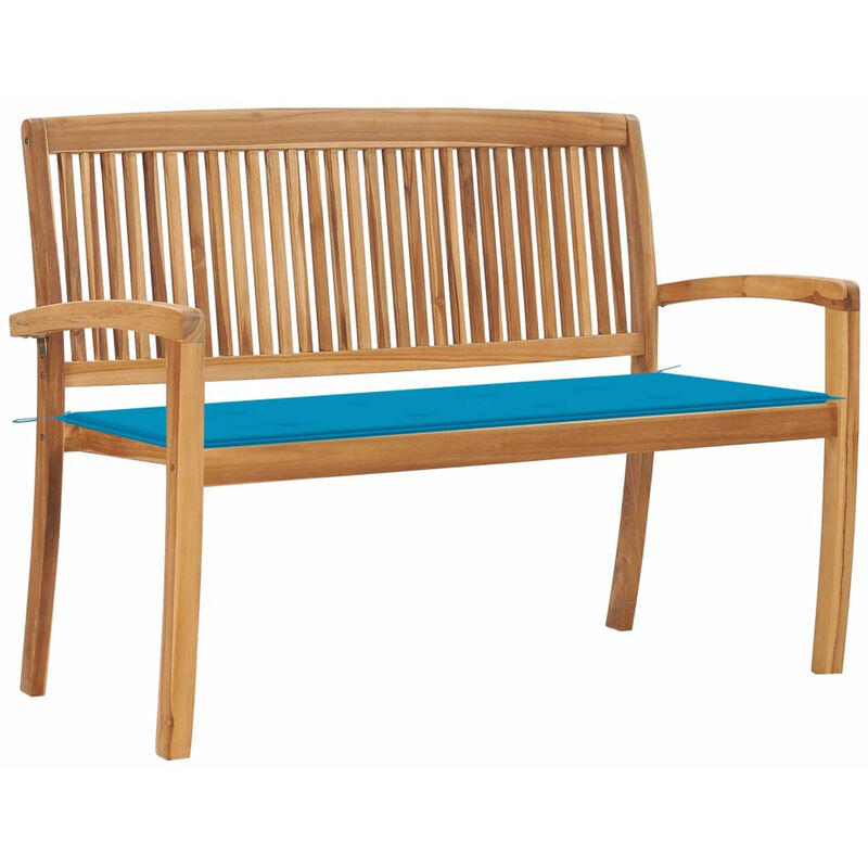 

Banco de jardin apilable con cojin madera maciza teca 128,5 cm