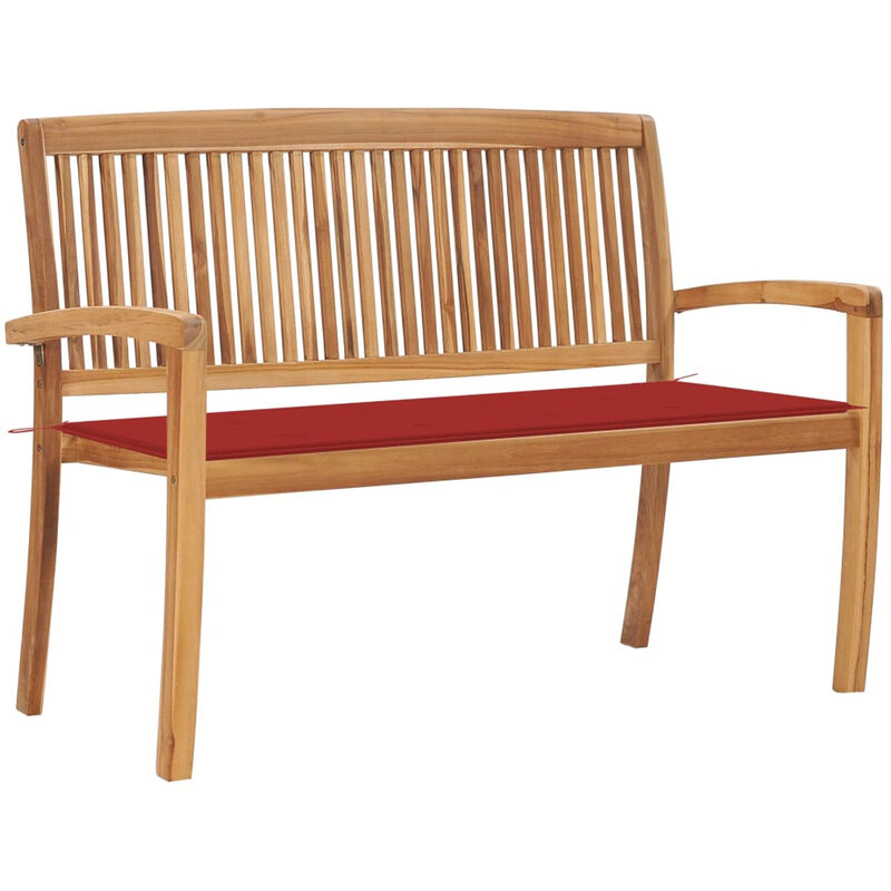 

Banco de jardin apilable con cojin madera maciza teca 128,5 cm