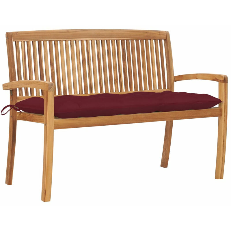

Banco de jardin apilable con cojin madera maciza teca 128,5 cm