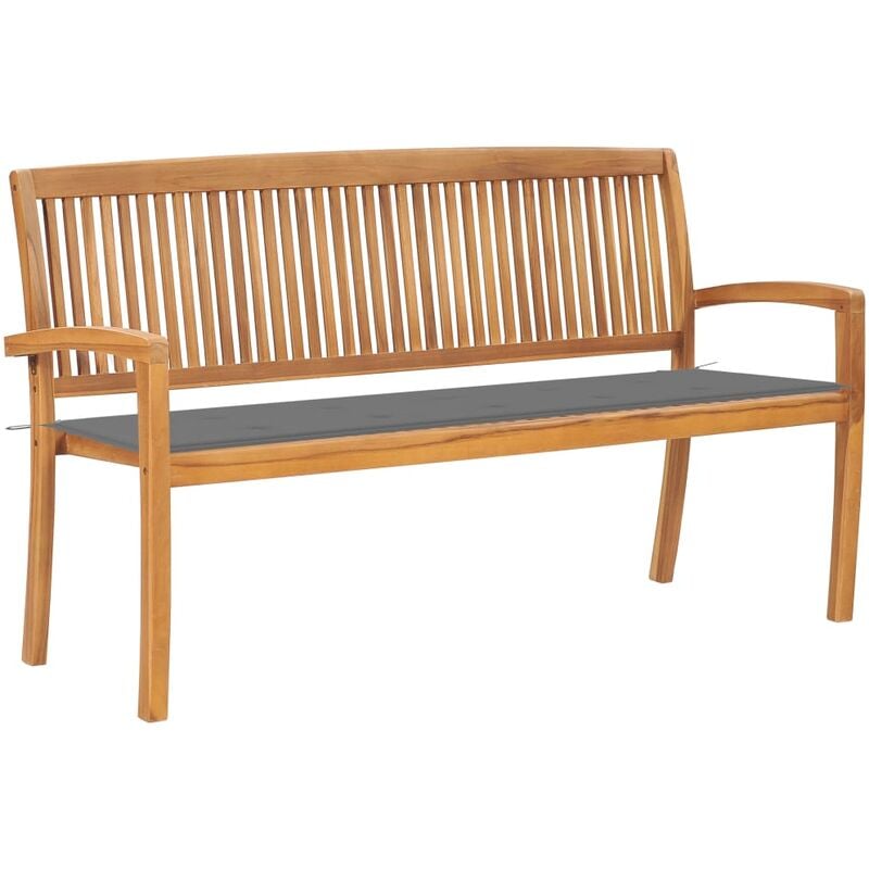 

Banco de jardín apilable con cojín madera maciza teca 159 cm