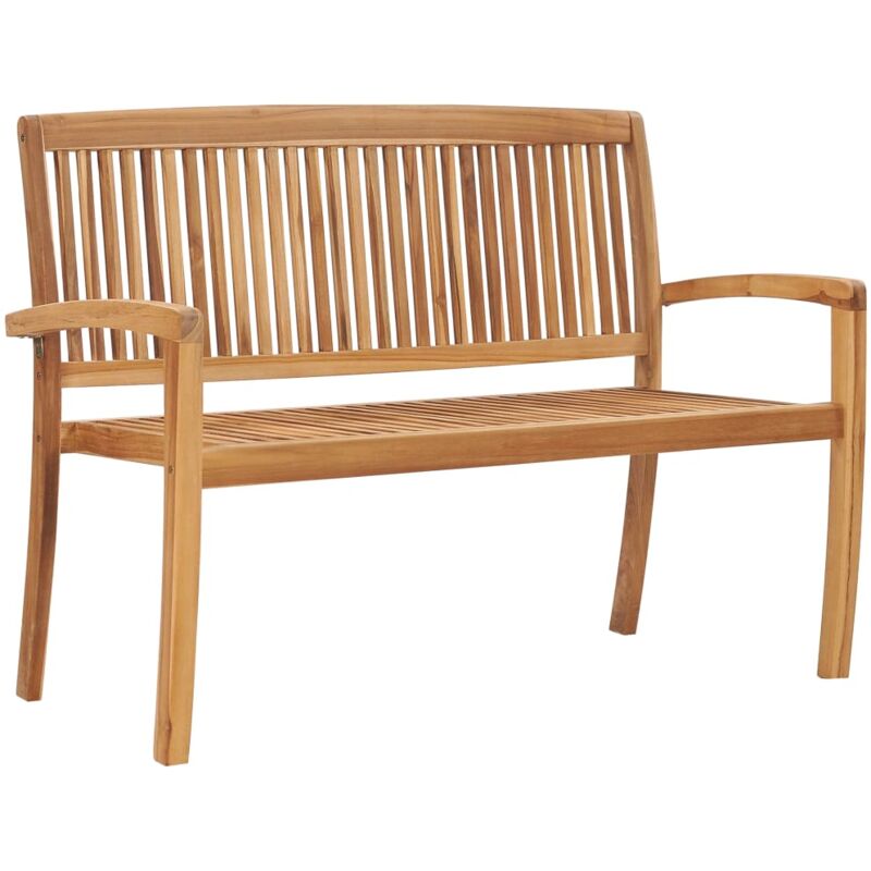 

vidaXL Banco de jardín apilable de 2 plazas madera maciza teca 128,5cm - Marrón