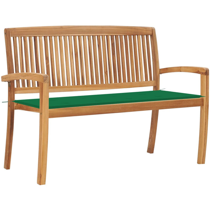 

Banco de jardin apilable y cojin madera maciza de teca 128,5 cm