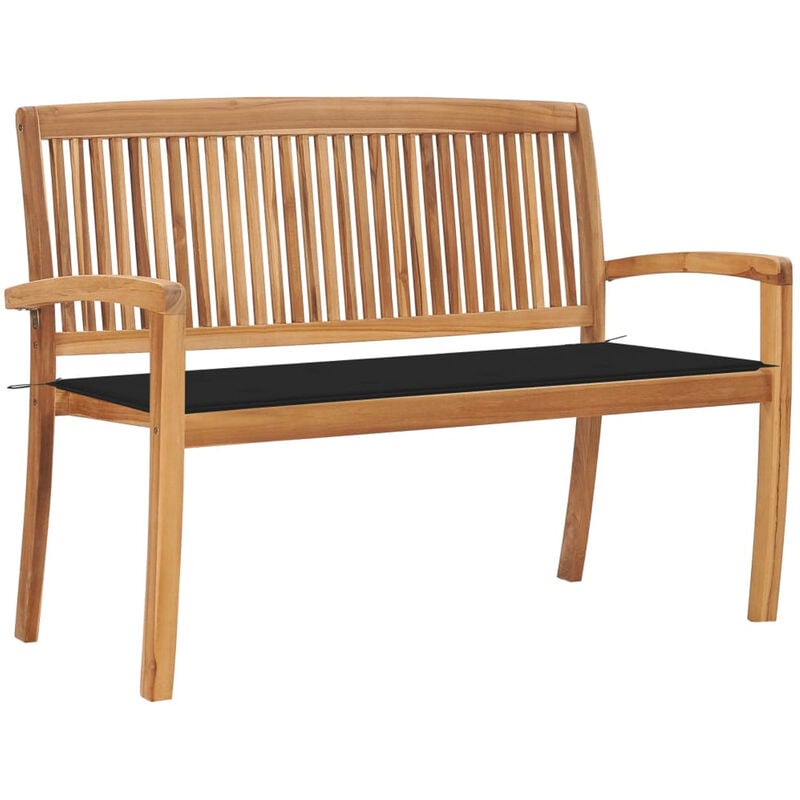 

Banco de jardin apilable y cojin madera maciza de teca 128,5 cm