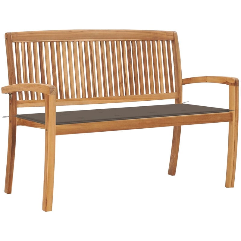 

Banco de jardin apilable y cojin madera maciza de teca 128,5 cm