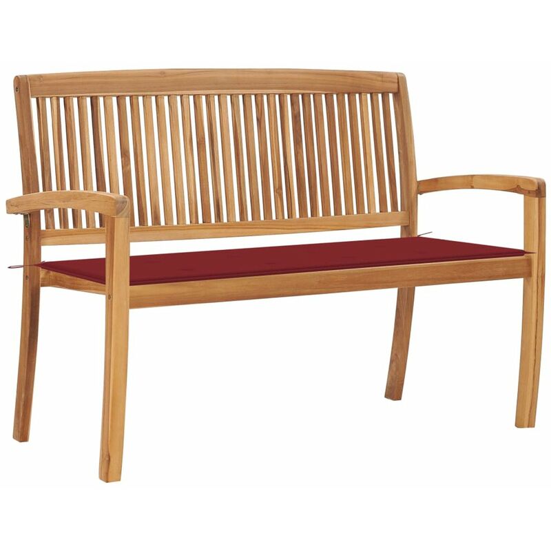 

Banco de jardin apilable y cojin madera maciza de teca 128,5 cm