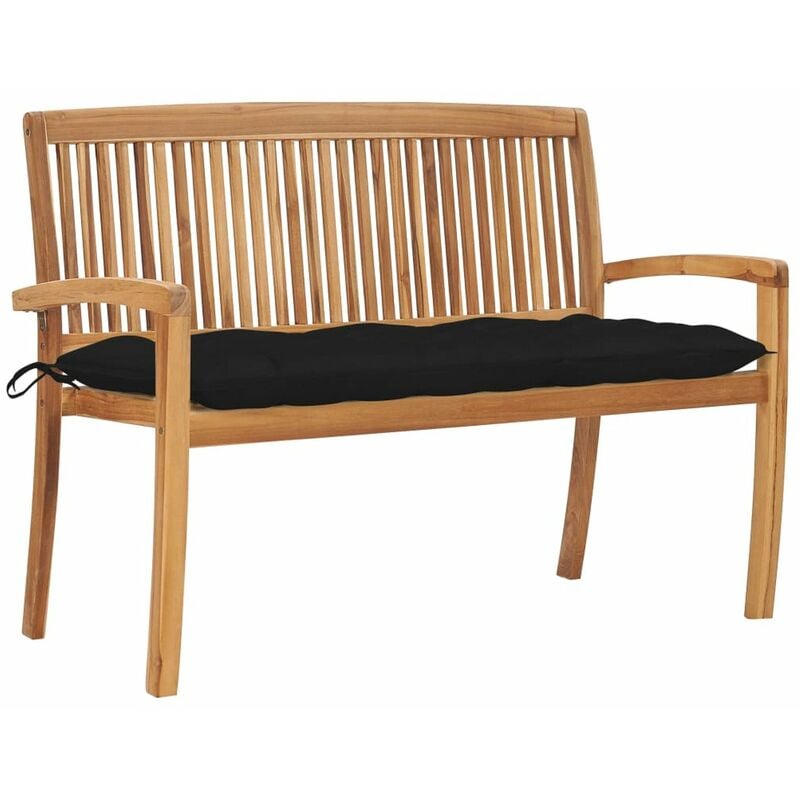 

Banco de jardin apilable y cojin madera maciza de teca 128,5 cm