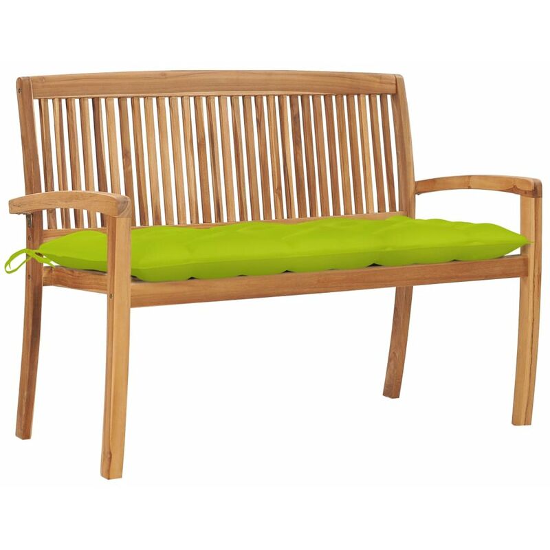 

Banco de jardin apilable y cojin madera maciza de teca 128,5 cm