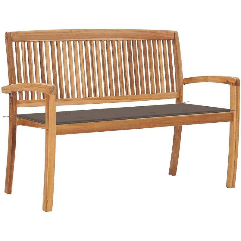 

Banco de jardín apilable y cojín madera maciza de teca 128,5 cm
