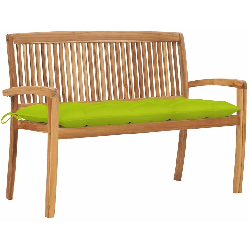 

Banco de jardín apilable y cojín madera maciza de teca 128,5 cm