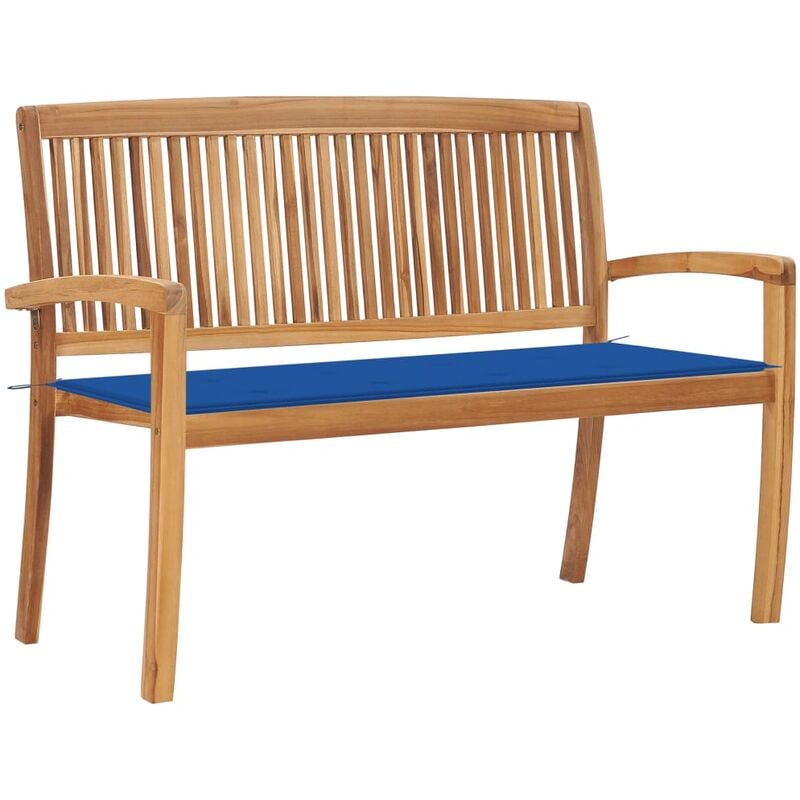 

Banco de jardín apilable y cojín madera maciza de teca 128,5 cm