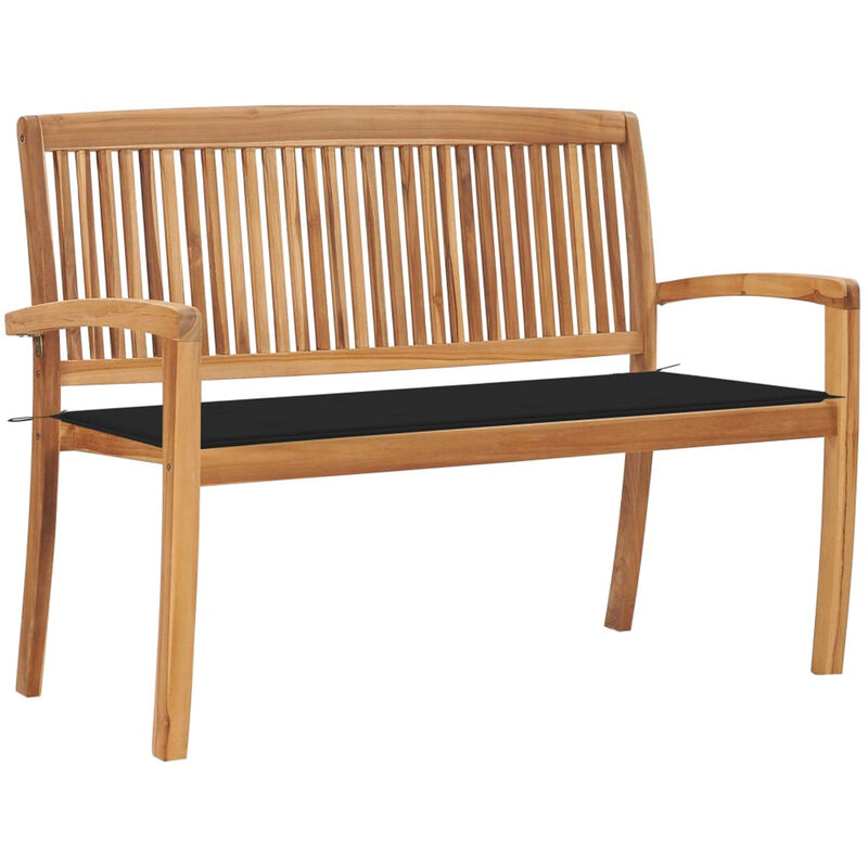 

Banco de jardin apilable y cojin madera maciza de teca 128,5 cm