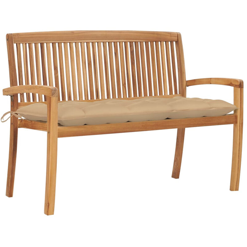 

Banco de jardin apilable y cojin madera maciza de teca 128,5 cm