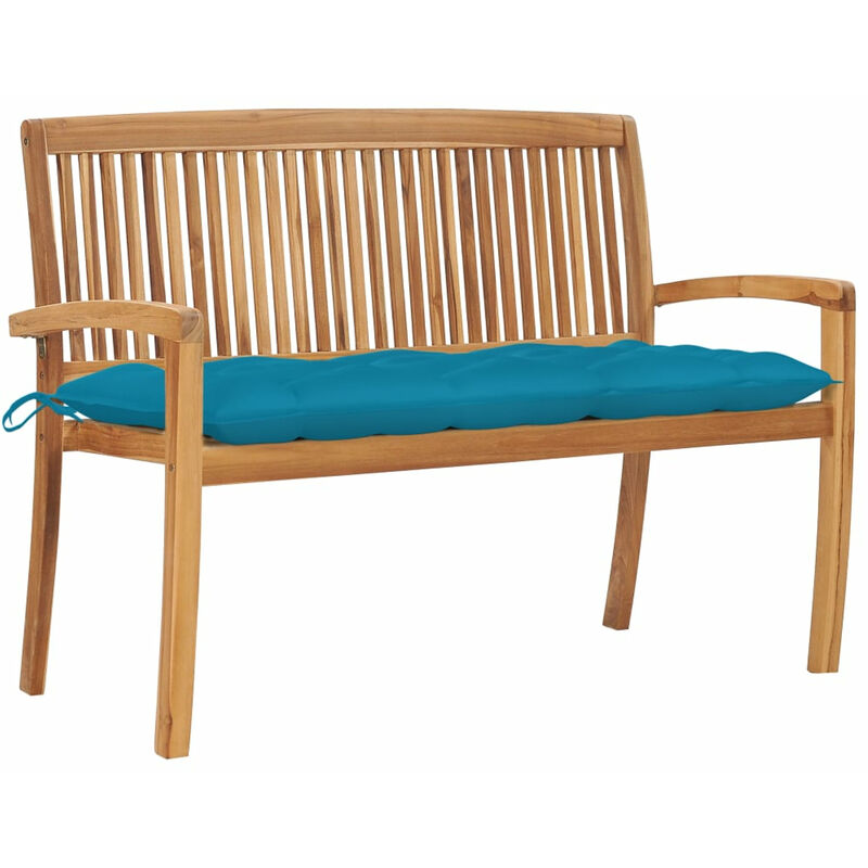 

Banco de jardin apilable y cojin madera maciza de teca 128,5 cm