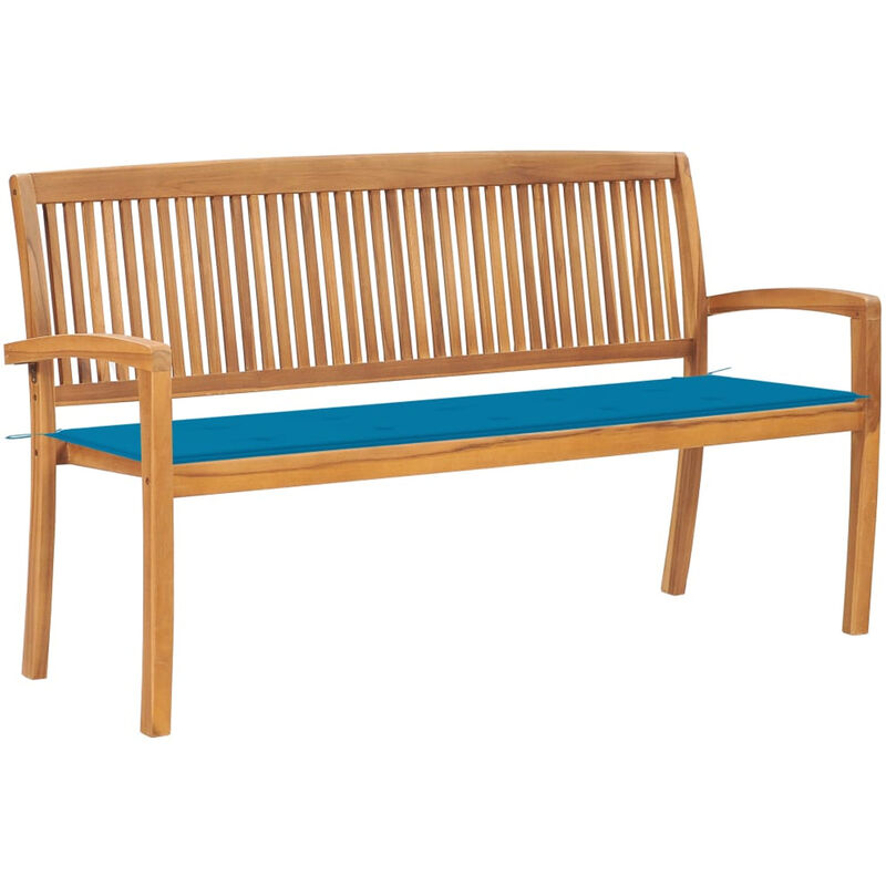 

Banco de jardin apilable y cojin madera maciza de teca 159 cm