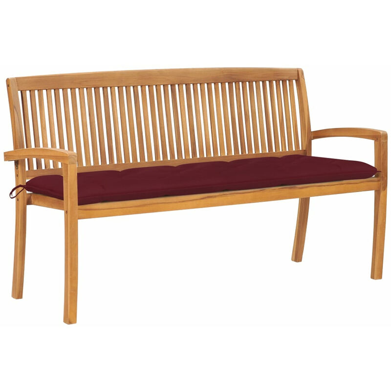 

Banco de jardin apilable y cojin madera maciza de teca 159 cm